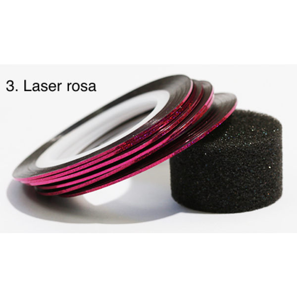 Stribetape, neglebånd, neglepynt 20 farver 3. Laser rosa