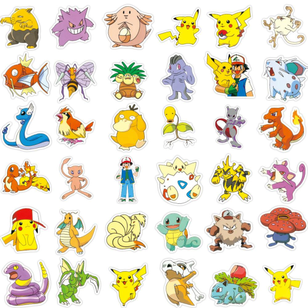 100 klistermærker klistermærker - Pokemon - Tegneserie Multicolor
