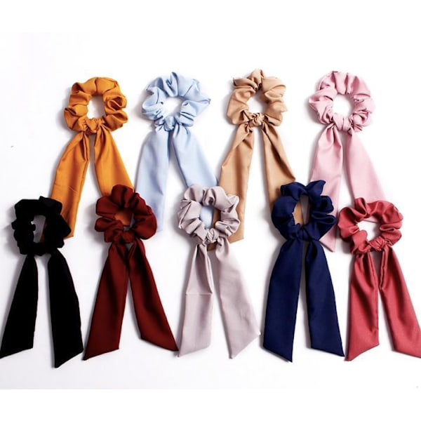 Hårsnoddar , hair Scrunchies med scarf, hårband, Hair bands Ljusblå