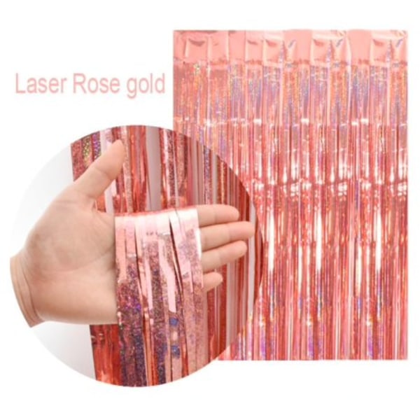 Glitterdraperi, Dørdraperi - Sølv, Gull Laser rosé