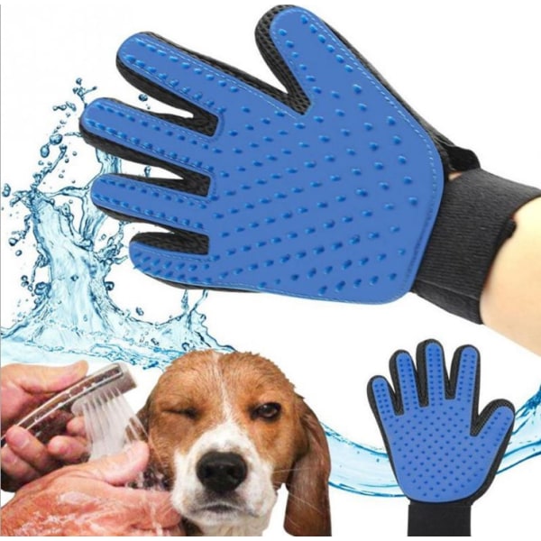 Børstehandske - Hund/Kat - Højre hånd - Silikonebørste Blue