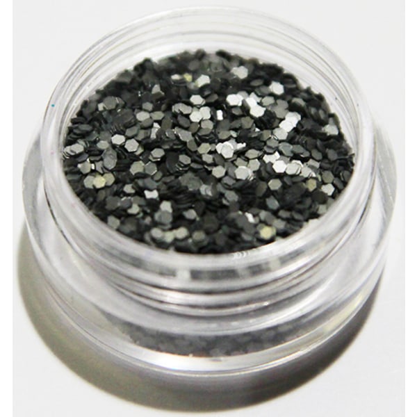 Negleglitter - Hexagon - Grå - 8ml - Glitter Grey