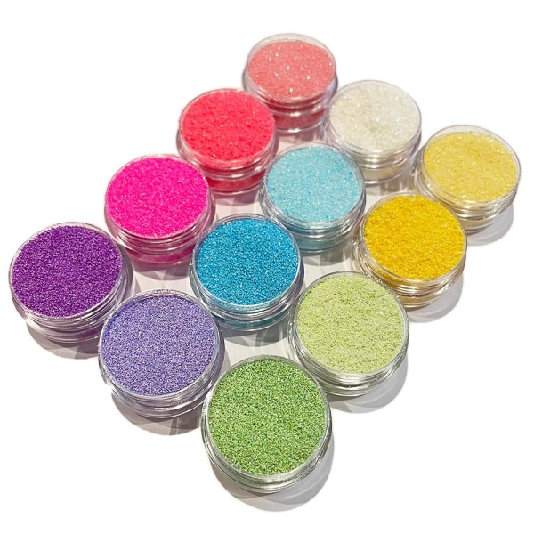12 dåser finkornet glitter - Pastel - Neon Multicolor