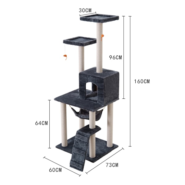 Kattetre - 158cm - Ripestolper - Ripemøbler Dark grey