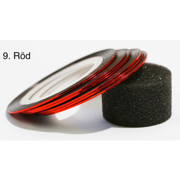 Stripetape, negletape, neglepynt 20 farger 9. Röd