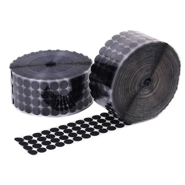 100 runde selvklæbende velcrobånd - 1 cm Black
