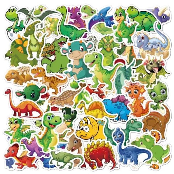50 tarraa tarrat - Eläinaihe - Sarjakuva - Dinosaur Multicolor