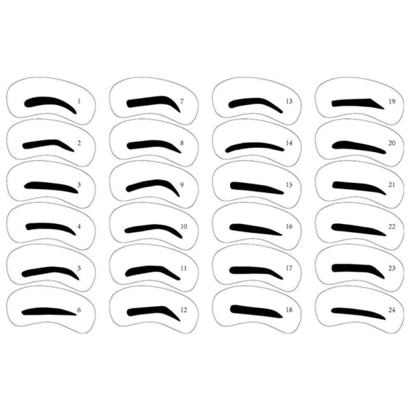 Ögonbrynsschabloner - 24-pack - Ögonbrynsstenciler Vit