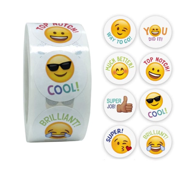 500 tarraa tarrat - Hymiö / Emoji-aihe - Sarjakuva Multicolor