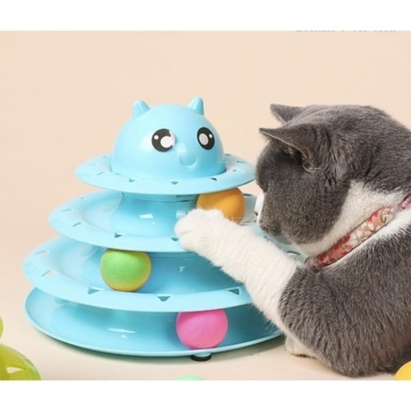 Kattelegetøj - Aktiveringsbold / Kugletårn til katte Blue