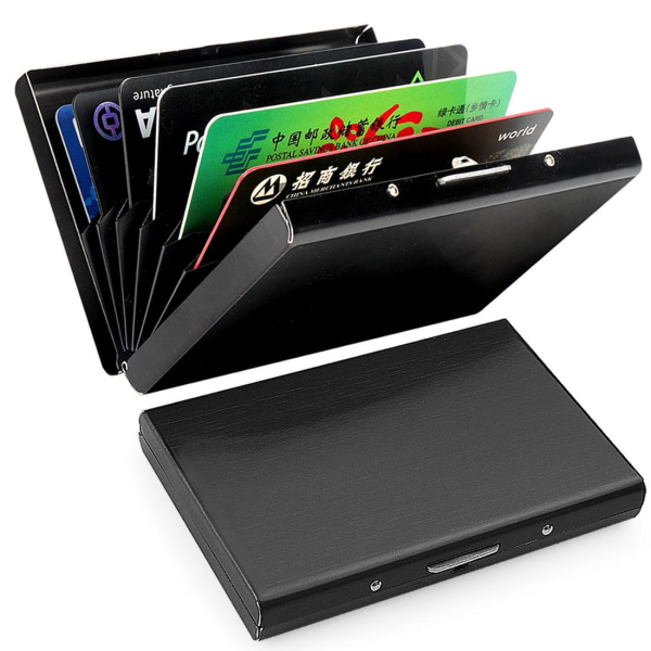 Kortholder med rum - Beskytter RFID - Rustfrit stål - Pungmetal Black