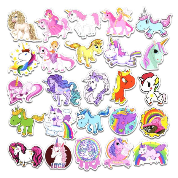 50st stickers klistermärken - Djur motiv - Cartoon - Unicorn - multifärg