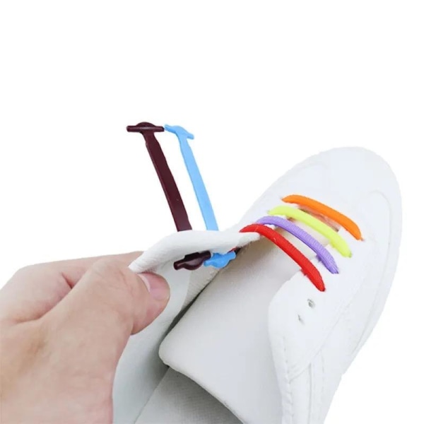 Slipsfri elastiske snørebånd i silikone - One size - Multicolor