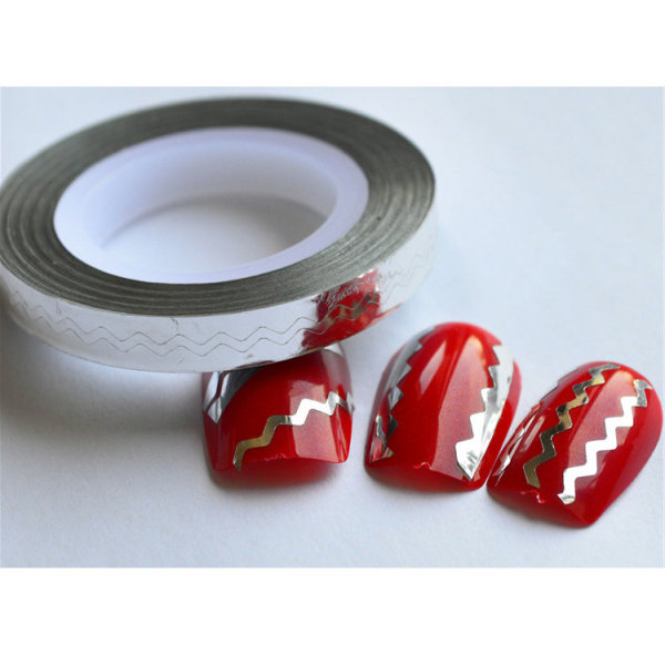 Striping tape, nageltejp, Sicksack! 12 färger 4. Silver