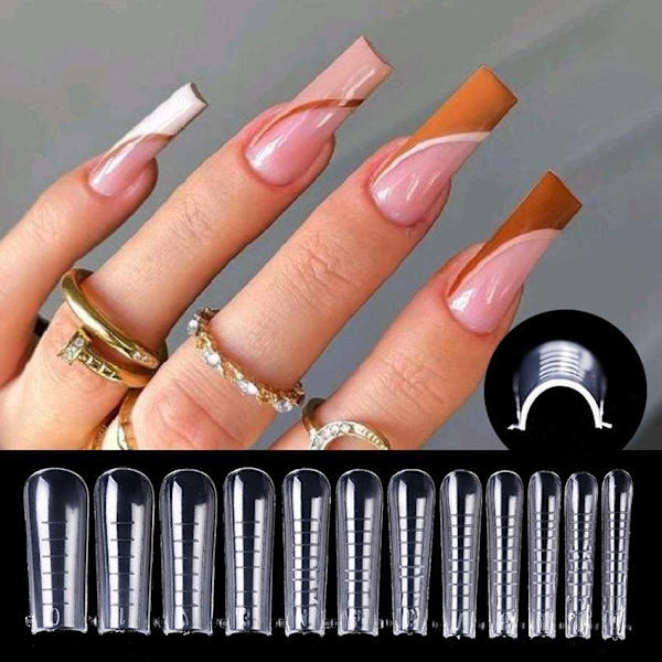 48st nagelform för polygel - Akrylnaglar - Nageltippar, Dualform Transparent Nr - 1
