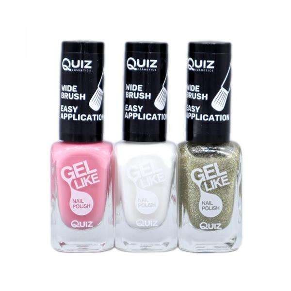 3st nagellack, nail polish - Rosa, Vit, Guld Multicolor