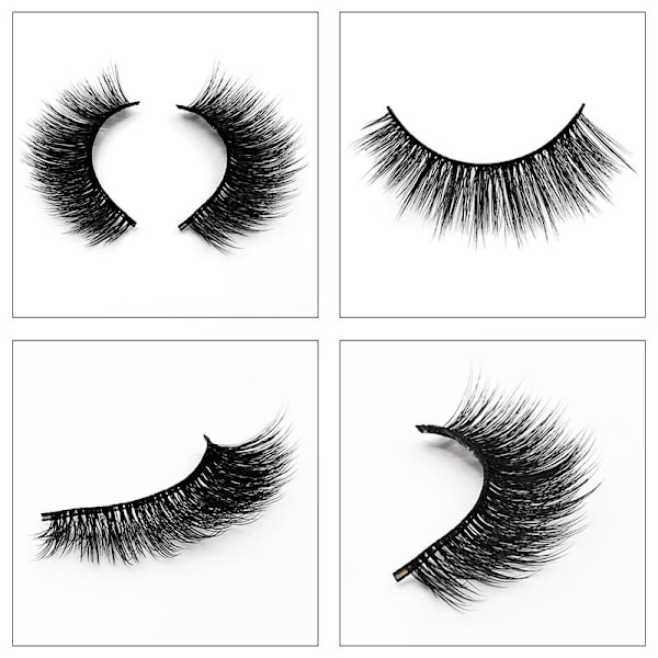 5 par falske øyevipper - 3D faux mink - G502 Black
