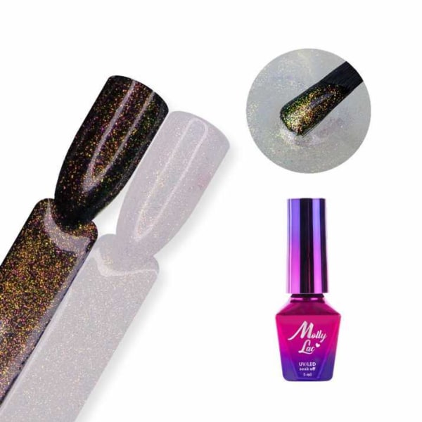 Mollylac - Top no wipe - Golden Flower - UV-gel/LED -Topplack multifärg