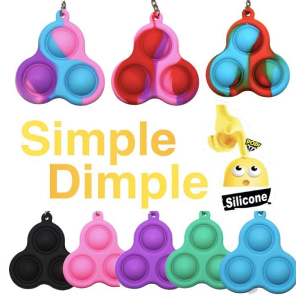 Simple dimple, MINI Pop it Fidget Finger Toy - Nyckelring Blå - Lila - Rosa
