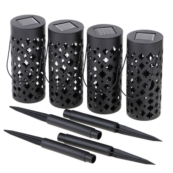Solcellslyktor för Trädgård – LED med Skymningssensor (4-pack) Måne & Stjärnor Black