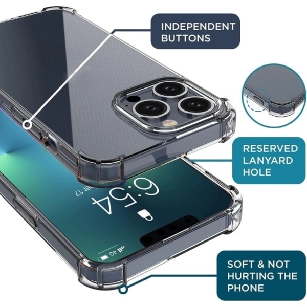 IPhone 14 - Iskunkestävä silikonikuori, joka on erittäin iskunkestävä Transparent IPhone 14