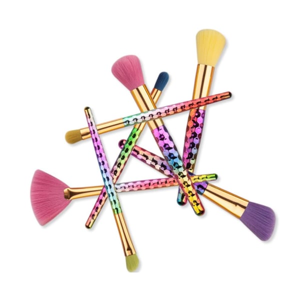 7 stk make-up børster havfrue regnbue Multicolor