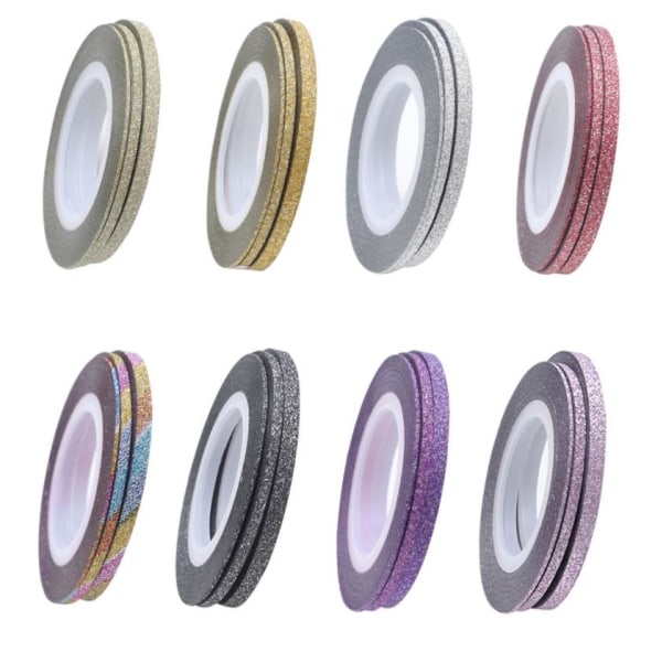 10-pack Glittrig Striping tape , nageltejp , nageldekorationer multifärg