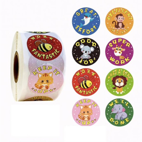 500 tarraa tarrat - Eläinaiheet - Sarjakuva Multicolor