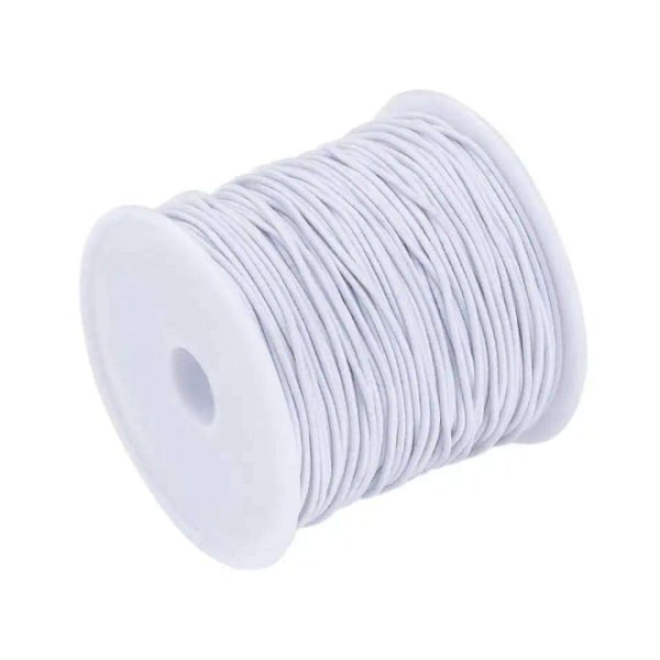 Hvid nylonbeklædt elastisk tråd - Rulle på 50 meter, 0,6 mm White