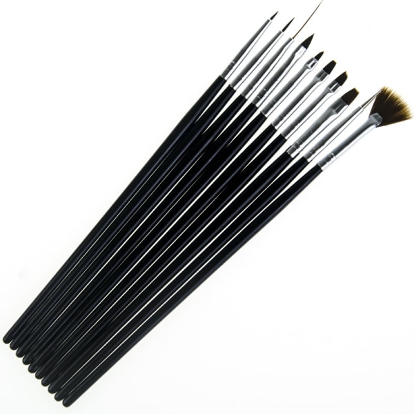 10st Akryl/UV Penslar naglar - Svarta Svart
