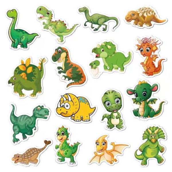50 tarraa tarrat - Eläinaihe - Sarjakuva - Dinosaur Multicolor