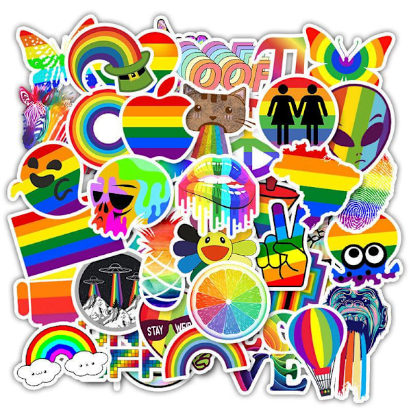 50 klistermærker klistermærker - Pride motiv - Regnbue - Decals Multicolor