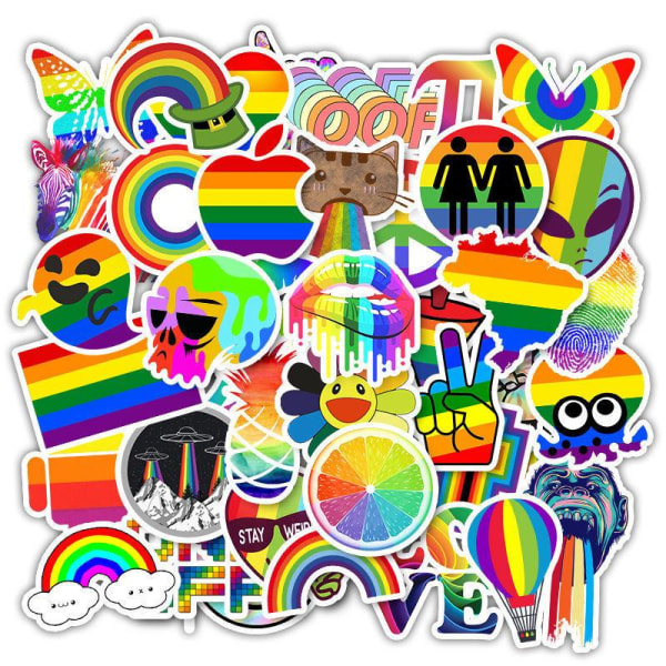 50 klistermærker klistermærker - Pride motiver - Regnbue - Decals Multicolor