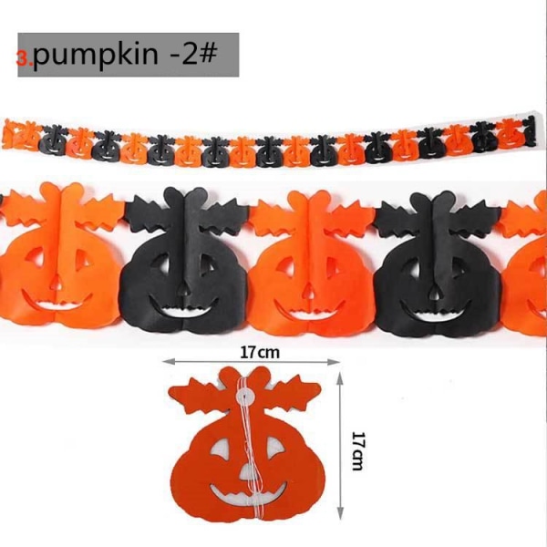 Halloween - Dekorasjoner - Garland - Gresskar, spøkelser - 3m MultiColor Nr - 04