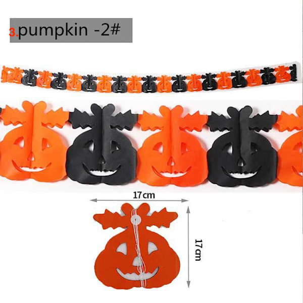 Halloween - Dekorasjoner - Garland - Gresskar, spøkelser - 3m MultiColor Nr - 07