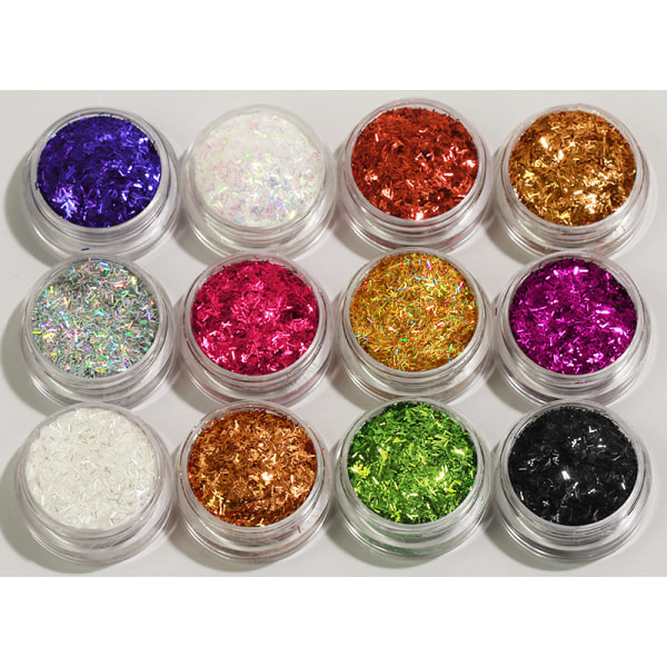 12 kpl purkkia glitter raidat 01x0, 8 mm Multicolor