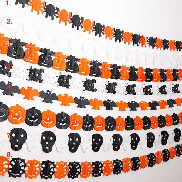 Halloween - Dekorasjoner - Garland - Gresskar, spøkelser - 3m MultiColor Nr - 07