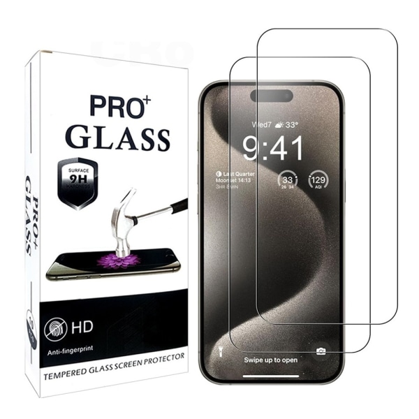 3st Härdat glas iPhone 15 pro max / 15 plus - Skärmskydd Transparent