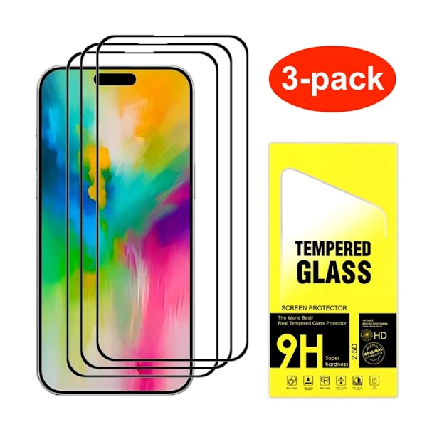 3-pakning iPhone 16 Pro i herdet glass - Skjermbeskyttelse Transparent iPhone 16 Pro