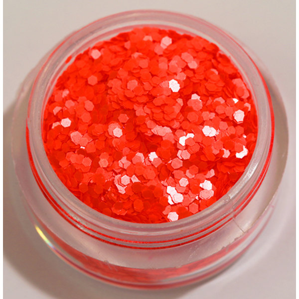 Negleglitter - Hexagon - Neon orange (mat) - 8ml - Glitter Orange