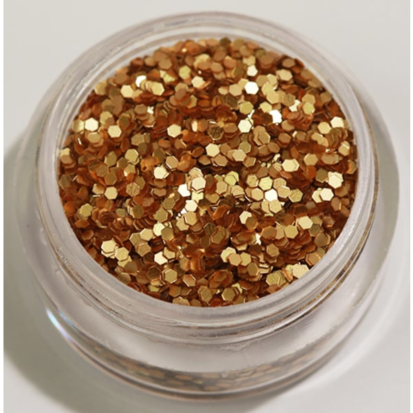 Negleglitter - Hexagon - Gyldenbrun (mat) - 8ml - Glitter Gold