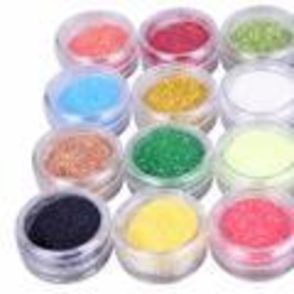 24 stk finkornede glitterbokser naildecor Multicolor