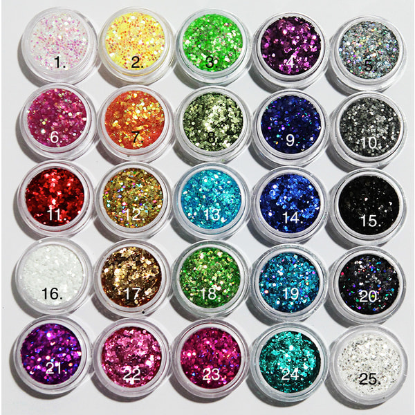 Glitter Hexagon - Nagelglitter - Nageldekorationer 1. Vit Rainbow