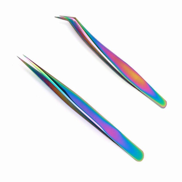 2-pakkaus Pinsetit kynsien koristeluun - Ripsienpidennys Multicolor