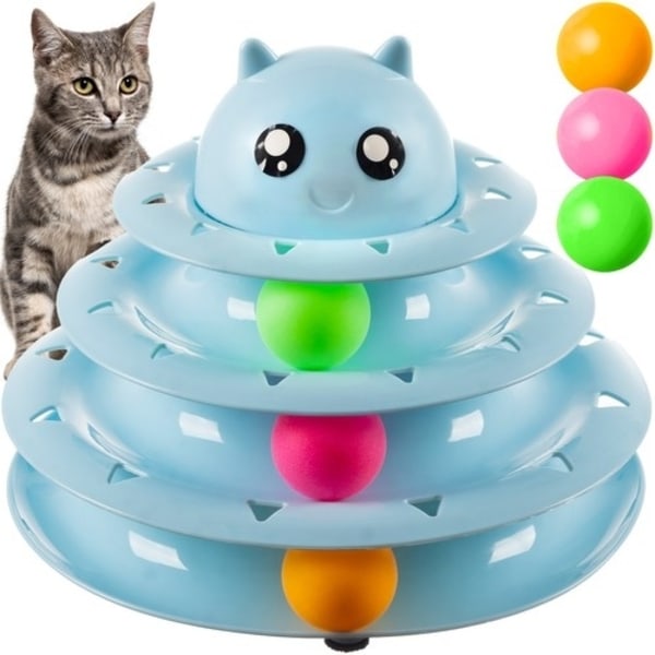 Kattelegetøj - Aktiveringsbold / Kugletårn til katte Blue