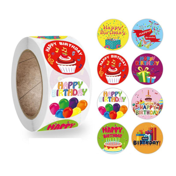 500st stickers klistermärken - Happy birthday motiv - Cartoon multifärg