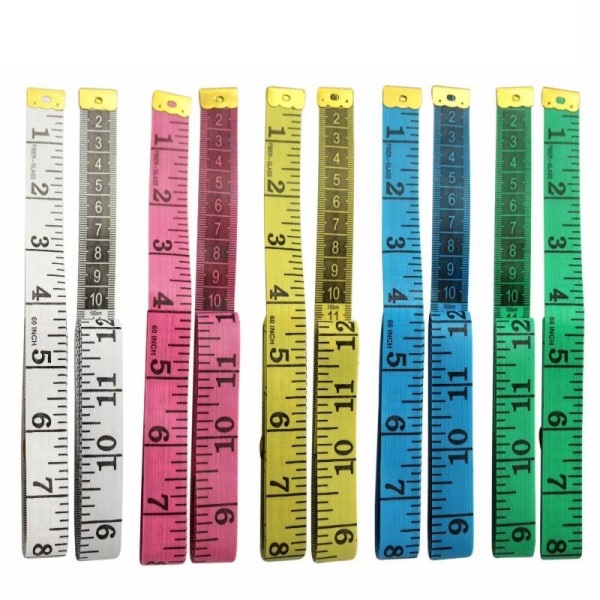 2-pack Måttband - cm / inch - 150cm långt - multifärg