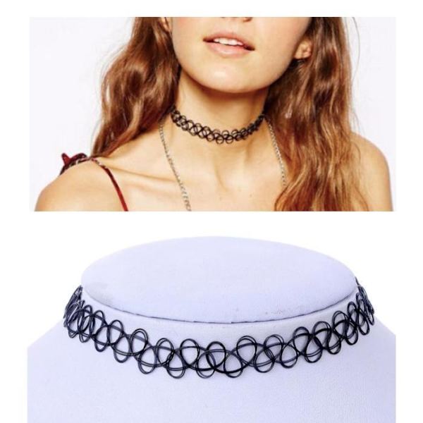 12 pakkauksen Choker-kaulakoru - yksi koko Black one size