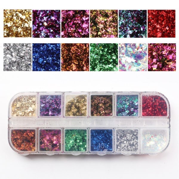 12 kpl kameleonttihiutaleita glitteriä laatikossa Multicolor