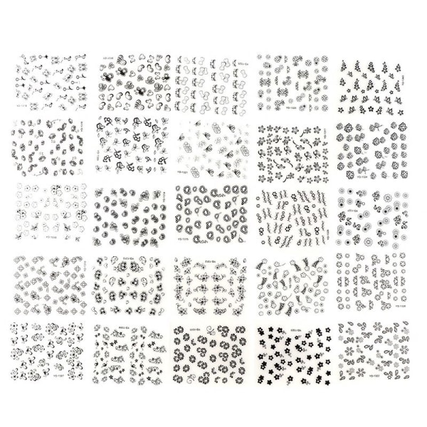 10 sheets of self-adhesive nail decorations Black